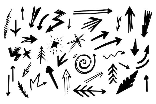 Set van abstracte scribble doodles pijlen