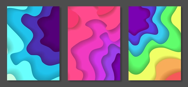 Set van abstracte veelkleurige papier gesneden achtergronden