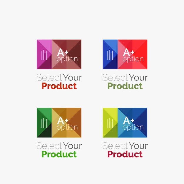 Set van abstracte vierkante interface menu navigatie knop