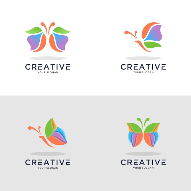 Set van abstracte vlinder logo-ontwerp