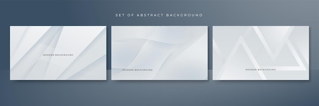 Set van abstracte witte monochrome vectorachtergrond voor ontwerpbrochure website flyer Geometrisch wit behang voor de bestemmingspagina van de certificaatpresentatie