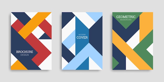 Set van abstracte zakelijke covers met geometrische vormen in vlakke stijl