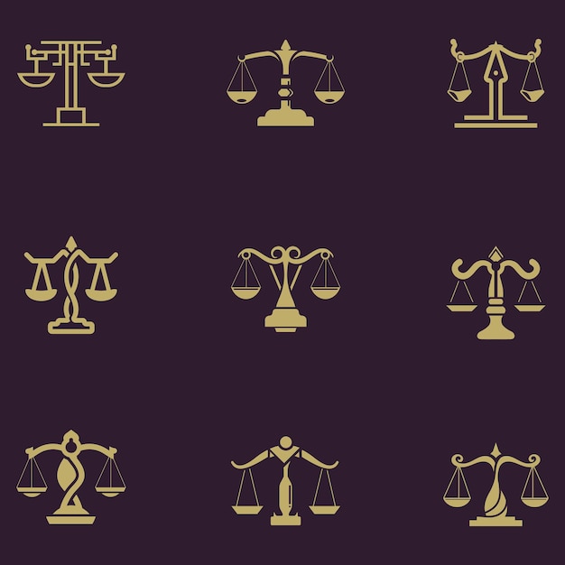 Set van advocatenkantoor ontwerp pictogram sjabloon creatieve vector