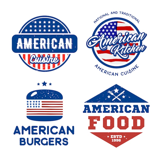 Set van amerikaanse retro logo's