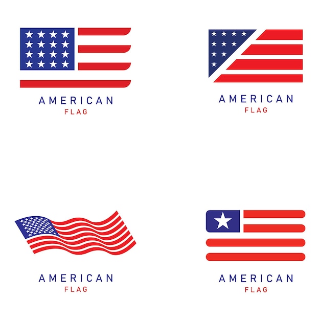 Set van Amerikaanse vlag logo ontwerp elementen vector iconen