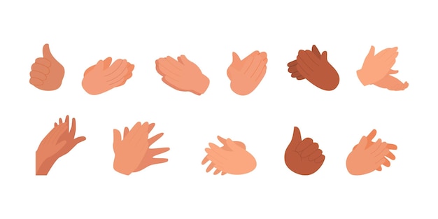 Set van applaus handgebaar pictogram juichen concept Menigte juicht en handen klappen vector illustratie