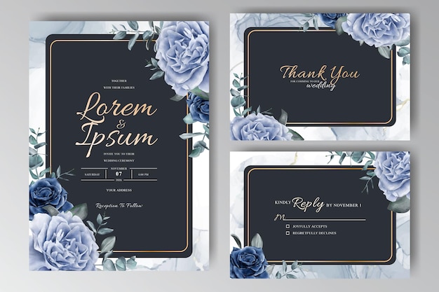 Vector set van aquarel bloemen frame bruiloft uitnodiging sjabloon