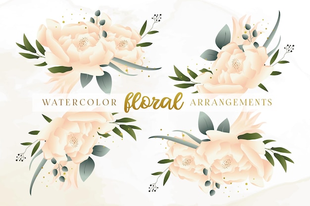 Vector set van aquarel bloemstukken