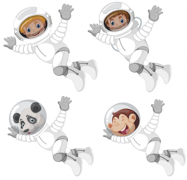 Vector set van astronaut karakter