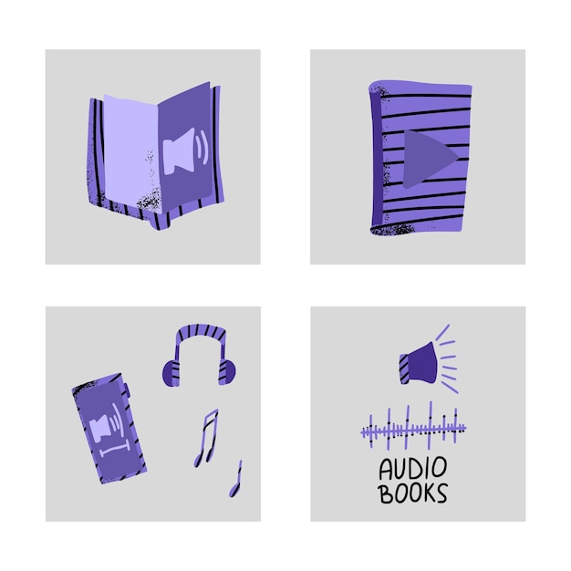 Set van audio boeken symbolen Vector illustratie