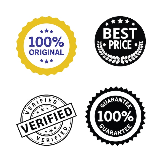 Set van authentieke geverifieerde en beste prijs badges
