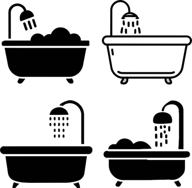 set van badkuip pictogram vector