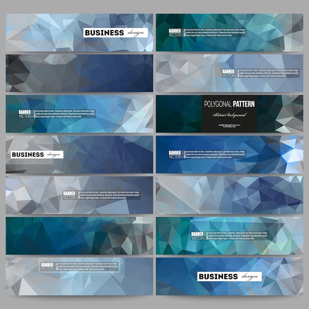 Set van banners met abstracte blauwe veelhoekige achtergrond