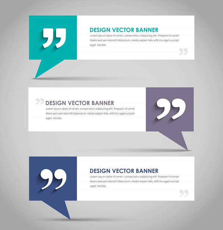 Set van banners met een citaat-zeepbel