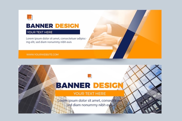 Vector set van banners met foto's