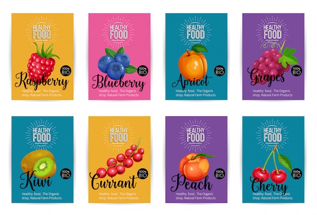 Set van banners met fruit