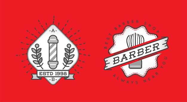 Set van Barber Shop Logo Design Vintage Label Badge embleem vectorillustratie