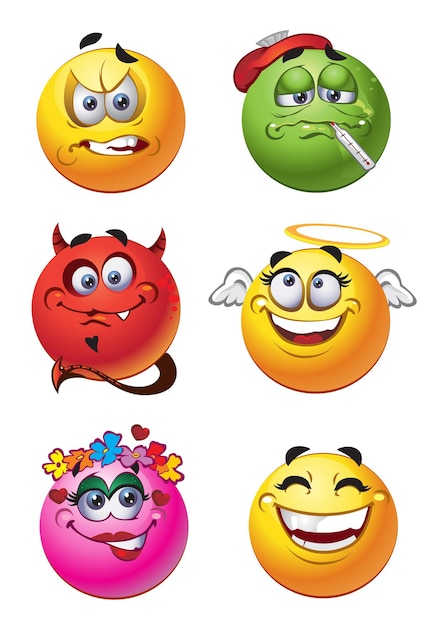 Vector set van batch-emoties glimlacht