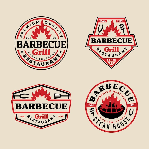 Set van BBQ-badge embleem Logo sjabloon collectie