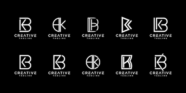 Set van beginletter bk logo vector ontwerp