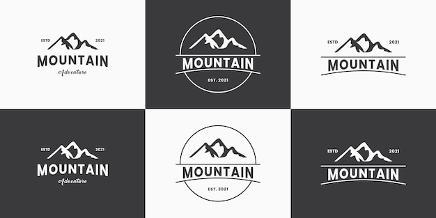 Set van berg avontuur logo ontwerp badge vector collectie