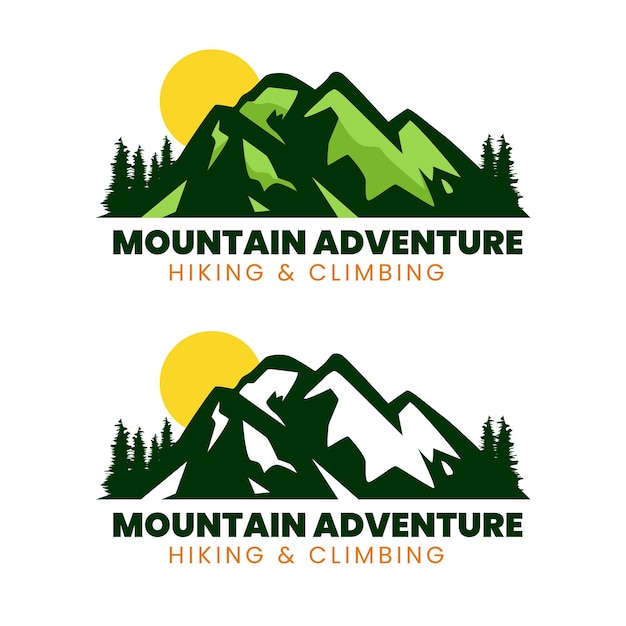 Set van berg avontuur logo ontwerp