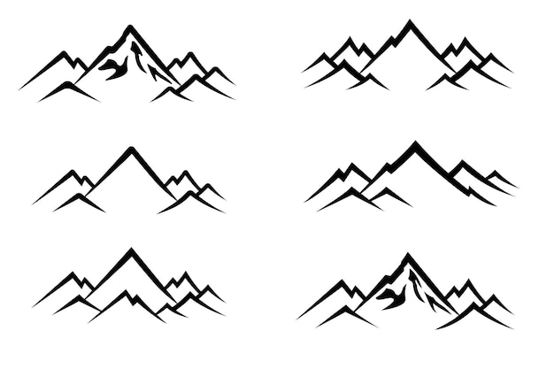 Set van bergen silhouet