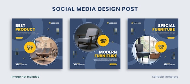 Set van bewerkbare sjabloon Social Media Instagram Design Post met cirkelvorm in minimalistische stijl Geschikt voor verkoop Banneradvertenties Promoties Product Zakelijk School Tech Meubilair Mode