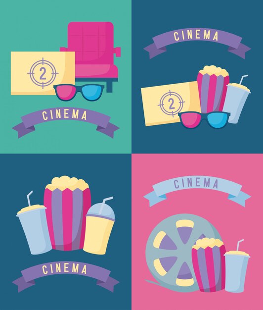 Vector set van bioscoopfilm