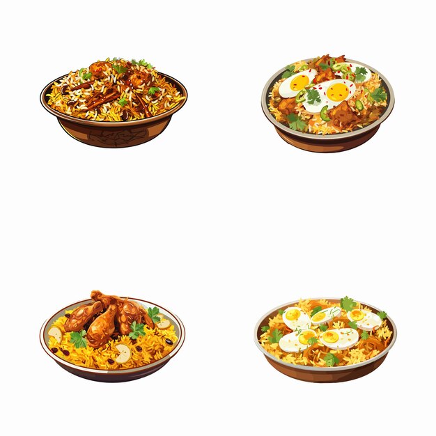 Vector set van biryani vector illustraties