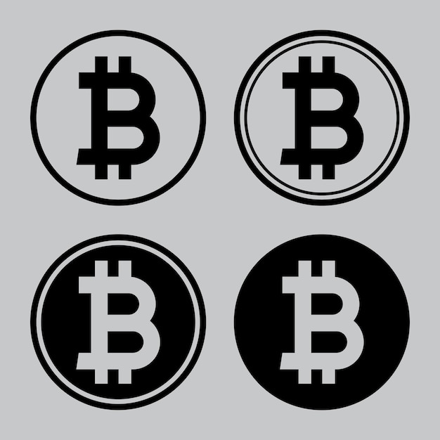 Vector set van bitcoin pictogram cryptocurrency digitale valuta zakelijke en financiële concept
