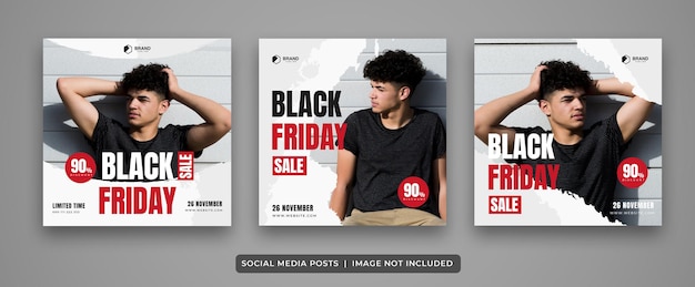 Set van black friday sale social media post voor promo discount instagram feed post en stories bundel