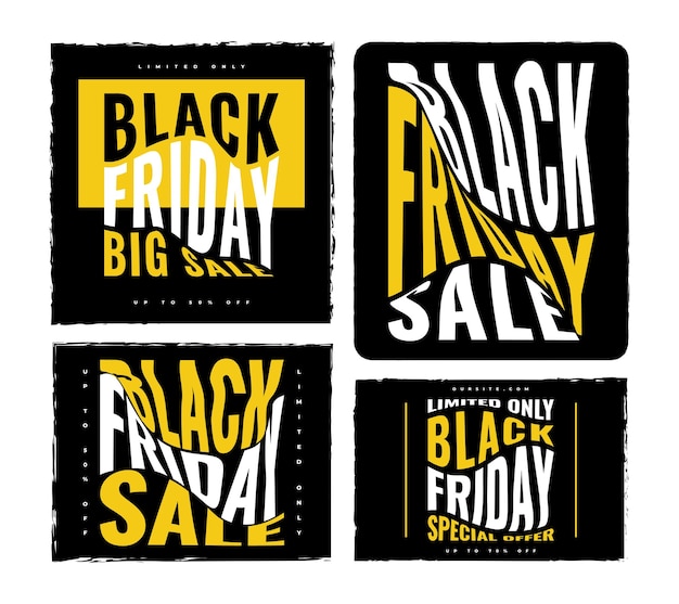 Set van Black Friday-verkoopbanner of posterreclame en promotiebannerontwerp voor Black Friday-campagne