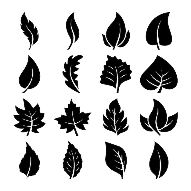 set van blad silhouet vector