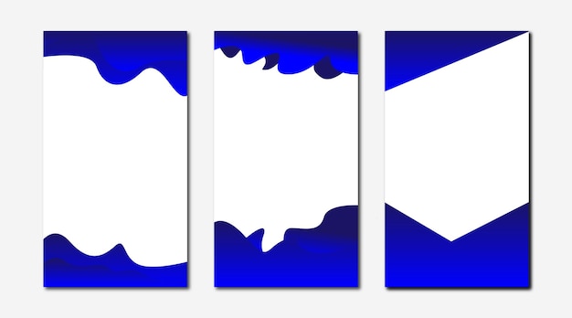 Set van blauwe abstracte vloeibare sjabloon voor spandoek