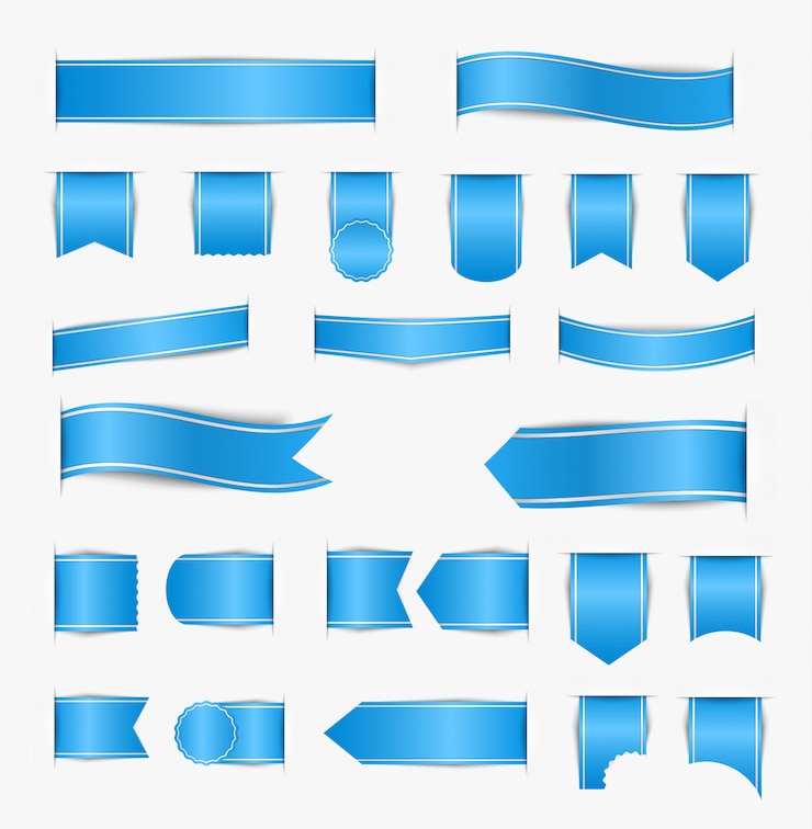 Set van blauwe linten