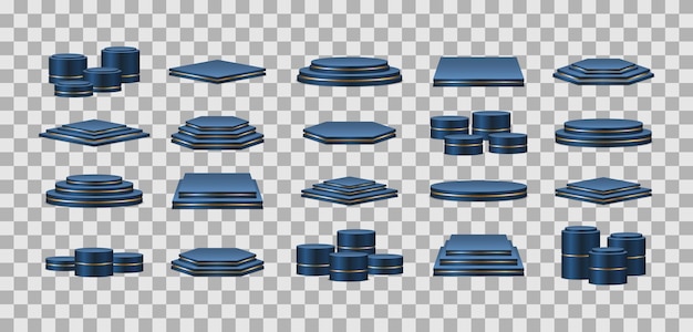Set van blauwe podia of platform voor prijsuitreiking