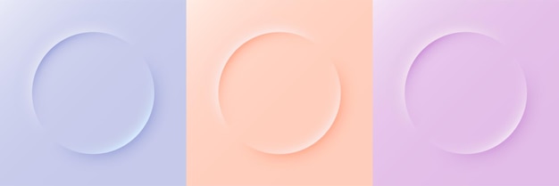 Set van blauwe roos en paars frame ontwerp abstracte 3D cirkel achtergrond voor cosmetisch product