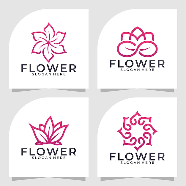 Set van bloem logo vector ontwerpsjabloon