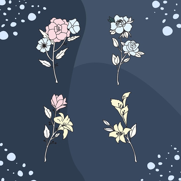 Set van bloemen en plant illustraties vector design