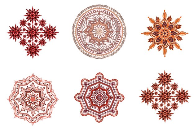 Set van bloemen mandala's bloemen etnische patroon ornament vector