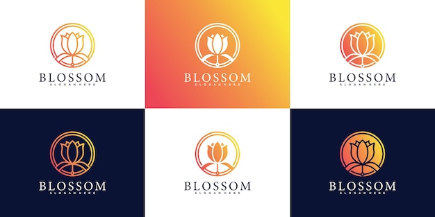 Set van bloesemlogo-ontwerpcollectie met modern en fris concept premium vector