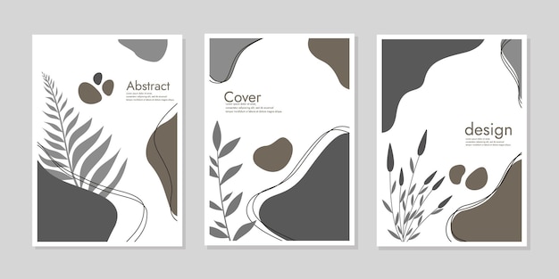 Vector set van boek omslag sjabloon ontwerp met hand getekende bloemen decoraties voor boek notebook megazine