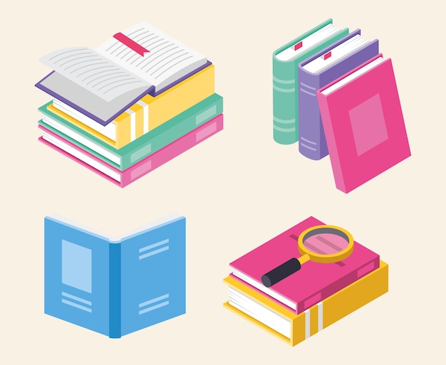 Set van boeken in Flat Design Vector Illustratie