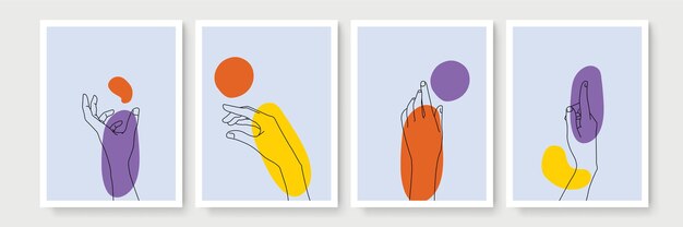 Set van boho poster met en gebaar stijl kunst aan de muur decor