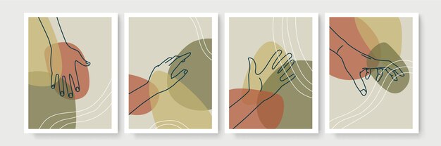 Vector set van boho poster met en gebaar stijl kunst aan de muur decor