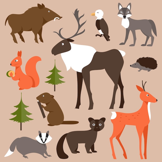 Vector set van bos dieren vectorillustratie