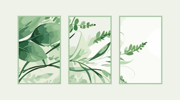 Vector set van botanische bladeren muur kunst ontwerp sjabloon in minimalistische en tropische stijl