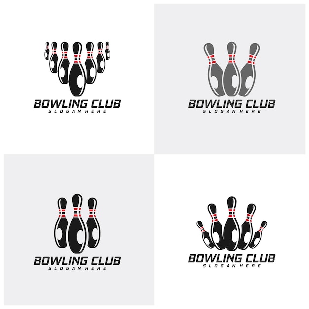 Set van Bowling logo ontwerp concept vector sjabloon embleem toernooi sjabloon bewerkbaar voor uw ontwerp Icon Symbol