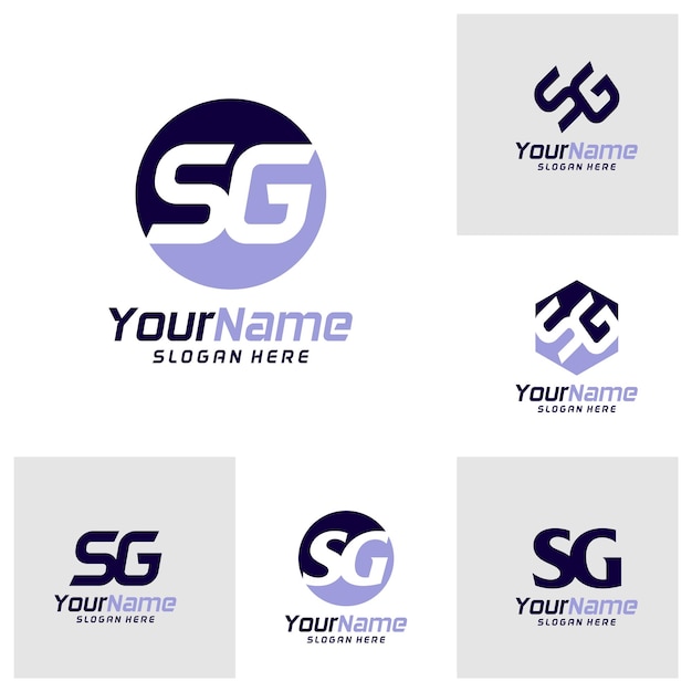 Set van brief SG Logo ontwerpsjabloon eerste GS logo concept vector creatieve pictogram symbool